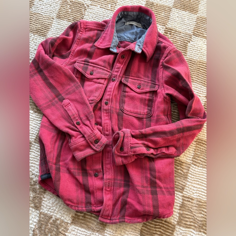 Outerknown Red and Black Plaid Button Down Shirt